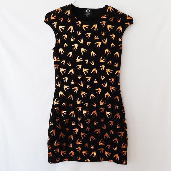 McQ Alexander McQueen Metallic Swallow Print Dress - Picture 2 of 13